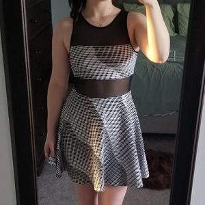 Black and White Mesh-Mix Dress